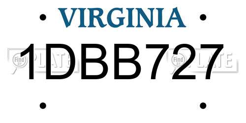 1DBB727 Virginia License Plate