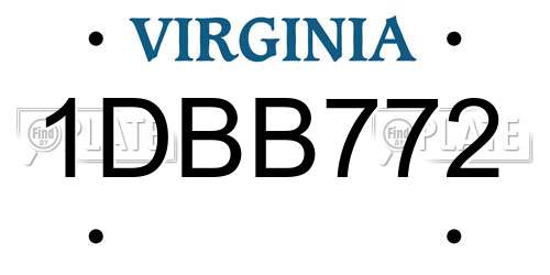 1DBB772 Virginia License Plate