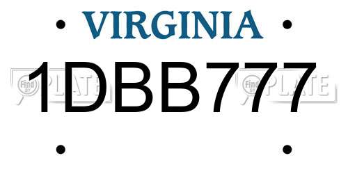 1DBB777 Virginia License Plate