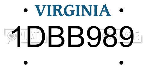 1DBB989 Virginia License Plate