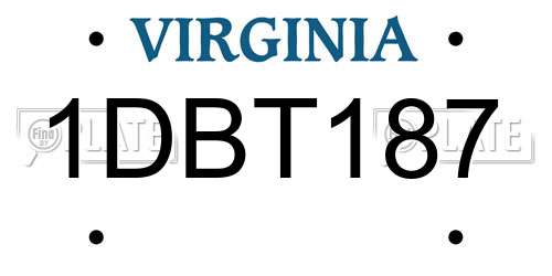 1DBT187 Virginia License Plate