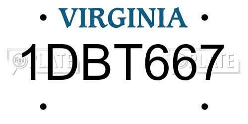 1DBT667 Virginia License Plate