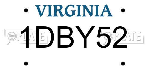 1DBY52 Virginia License Plate