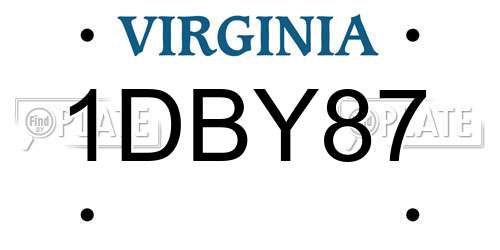 1DBY87 Virginia License Plate