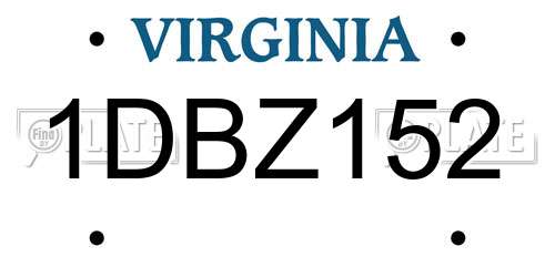 1DBZ152 Virginia License Plate