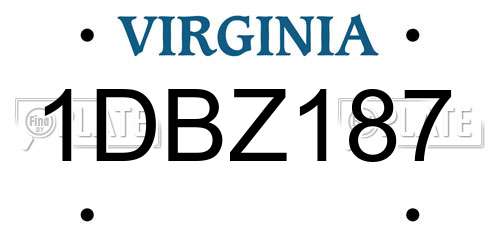 1DBZ187 Virginia License Plate