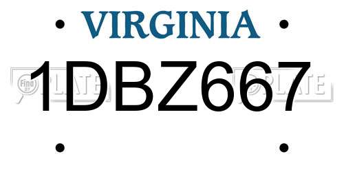 1DBZ667 Virginia License Plate