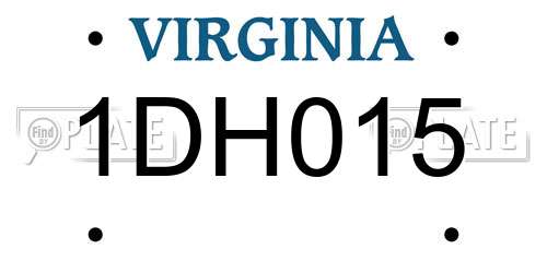 1DH015 Virginia License Plate