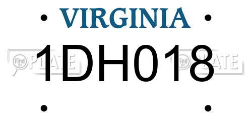 1DH018 Virginia License Plate