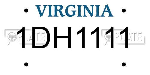 1DH1111 Virginia License Plate