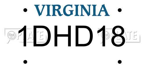 1DHD18 Virginia License Plate