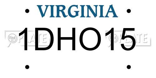 1DHO15 Virginia License Plate