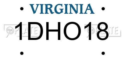 1DHO18 Virginia License Plate