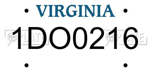1DO0216 Virginia License Plate