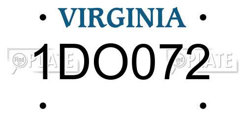 1DO072 Virginia License Plate