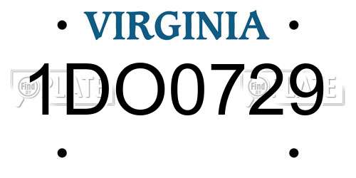 1DO0729 Virginia License Plate