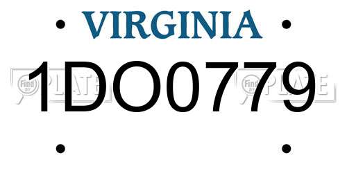 1DO0779 Virginia License Plate