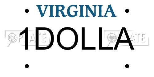 1DOLLA Virginia License Plate