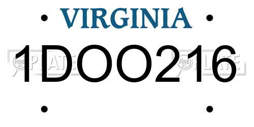 1DOO216 Virginia License Plate