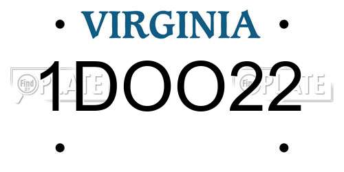 1DOO22 Virginia License Plate