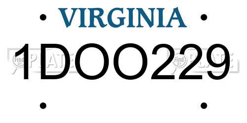 1DOO229 Virginia License Plate