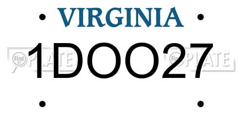 1DOO27 Virginia License Plate