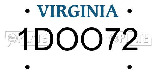 1DOO72 Virginia License Plate
