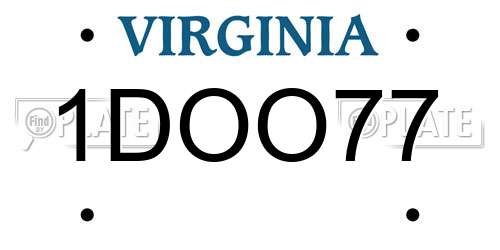 1DOO77 Virginia License Plate