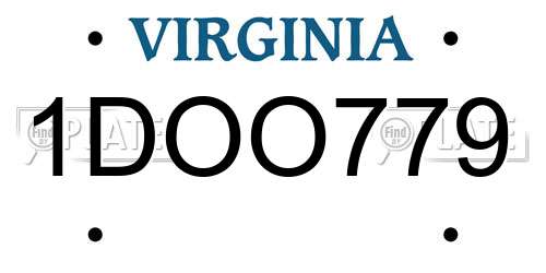 1DOO779 Virginia License Plate