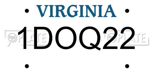 1DOQ22 Virginia License Plate