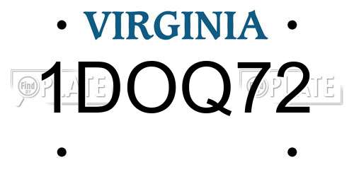 1DOQ72 Virginia License Plate