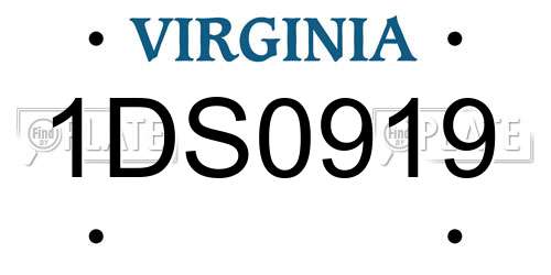 1DS0919 Virginia License Plate