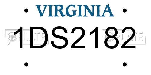 1DS2182 Virginia License Plate
