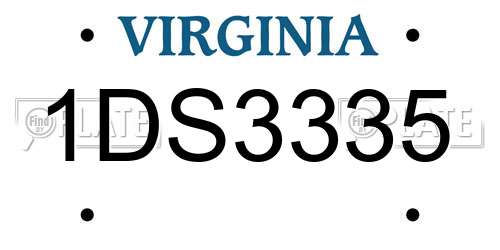 1DS3335 Virginia License Plate
