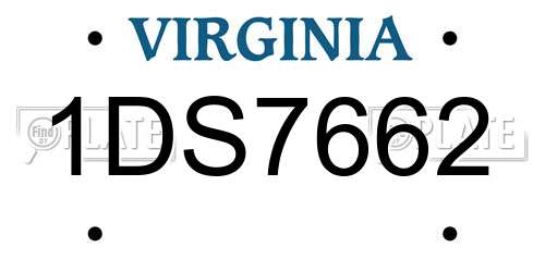 1DS7662 Virginia License Plate