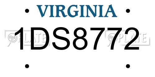 1DS8772 Virginia License Plate