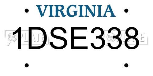 1DSE338 Virginia License Plate