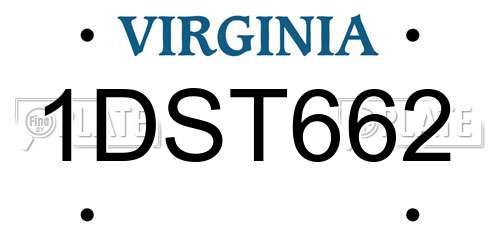 1DST662 Virginia License Plate