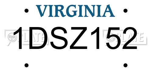 1DSZ152 Virginia License Plate