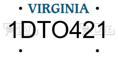 1DTO421 Virginia License Plate