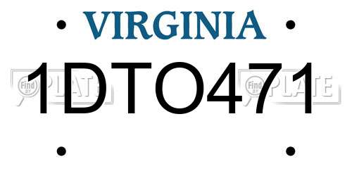 1DTO471 Virginia License Plate