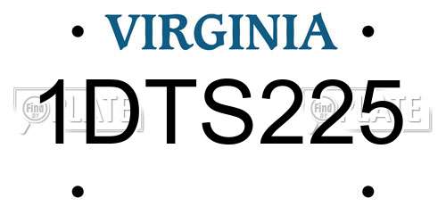 1DTS225 Virginia License Plate