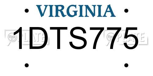 1DTS775 Virginia License Plate