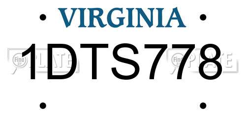 1DTS778 Virginia License Plate