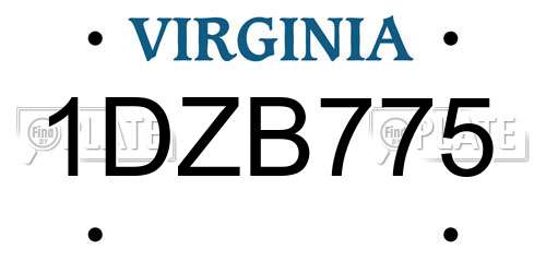 1DZB775 Virginia License Plate