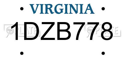 1DZB778 Virginia License Plate