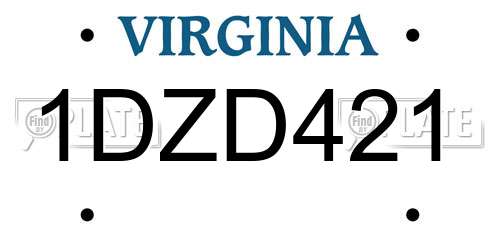 1DZD421 Virginia License Plate