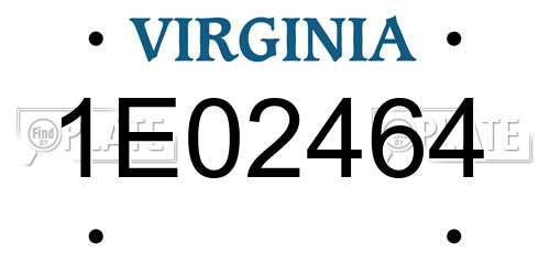 1E02464 Virginia License Plate