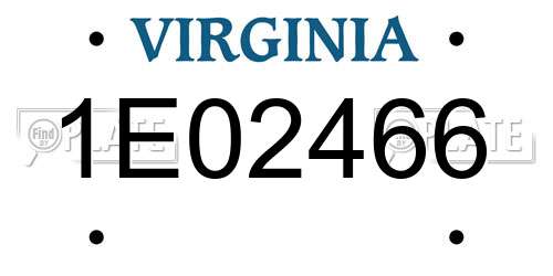 1E02466 Virginia License Plate
