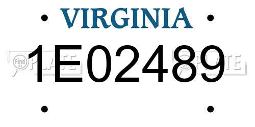 1E02489 Virginia License Plate